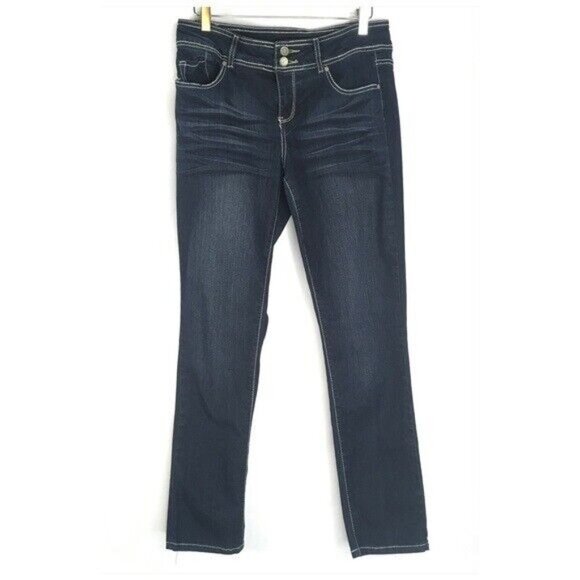 Absolutely Famous Skinny Jeans Women Size 8 Dark Wash Stretch Embroidered Pocket - Picture 1 of 5